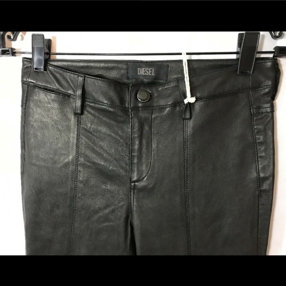 NWT $798 Diesel Women's 'L-Rimmon' Genuine Leather Pants Black‎ [SZ 25 ] - Picture 3 of 8